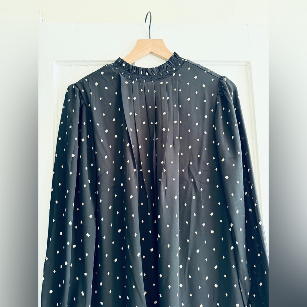 NWT Ann Taylor Black Diamond Shadows Mock Neck Shift Dress, M - Picture 5 of 8